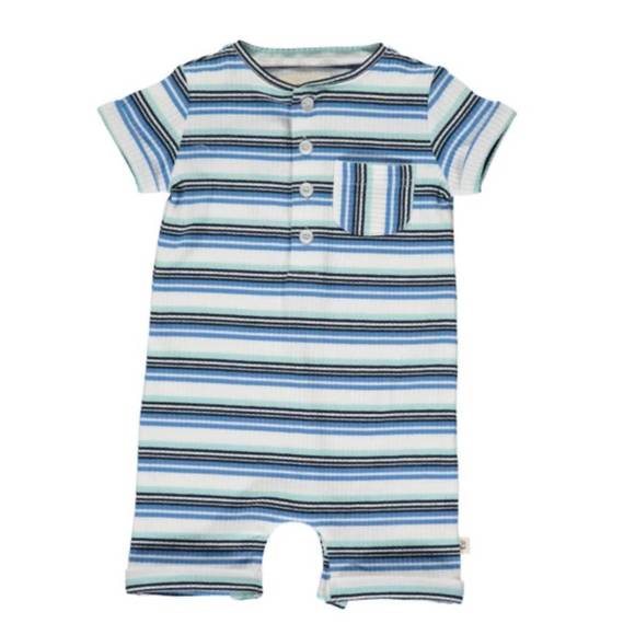 Navy Ribbed Henley Romper by Me & Henry main image 0